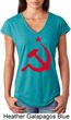 Red Hammer and Sickle Ladies Tri Blend V-Neck Shirt
