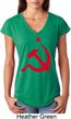 Red Hammer and Sickle Ladies Tri Blend V-Neck Shirt