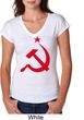 Red Hammer and Sickle Ladies Tri Blend V-Neck Shirt