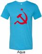 Red Hammer and Sickle Mens Tri Blend Crewneck Shirt