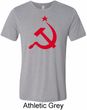 Red Hammer and Sickle Mens Tri Blend Crewneck Shirt