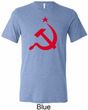 Red Hammer and Sickle Mens Tri Blend Crewneck Shirt