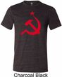 Red Hammer and Sickle Mens Tri Blend Crewneck Shirt