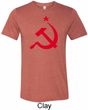 Red Hammer and Sickle Mens Tri Blend Crewneck Shirt