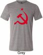 Red Hammer and Sickle Mens Tri Blend Crewneck Shirt