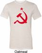 Red Hammer and Sickle Mens Tri Blend Crewneck Shirt