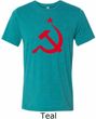 Red Hammer and Sickle Mens Tri Blend Crewneck Shirt