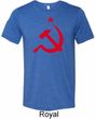 Red Hammer and Sickle Mens Tri Blend Crewneck Shirt