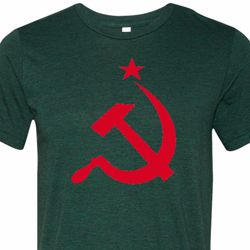 Red Hammer and Sickle Mens Tri Blend Crewneck Shirt