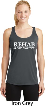 Rehab Is For Quitters Ladies Dry Wicking Racerback Tank Top