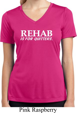 Rehab Is For Quitters Ladies Moisture Wicking V-neck Shirt