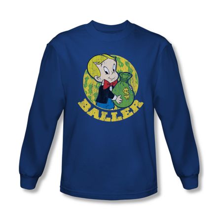 Richie Rich Shirt Baller Long Sleeve Royal Tee T-Shirt