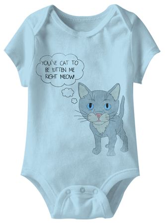 Right Meow! Funny Baby Romper Light Blue Infant Babies Creeper