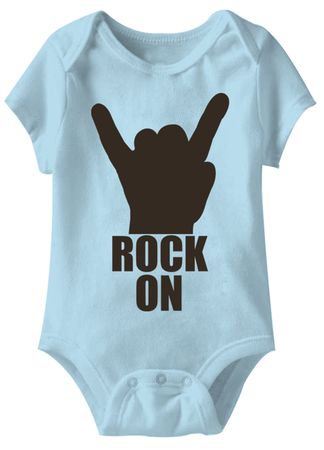 Rock On Hand Funny Baby Romper Light Blue Infant Babies Creeper