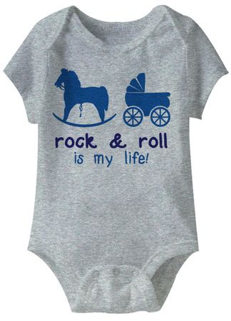 Rock & Roll Is My Life Funny Baby Romper Grey Infant Babies Creeper