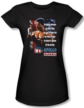 Rocky Juniors T-shirt One And Only Apollo Creed Black Tee Shirt