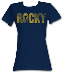 Rocky Juniors T-shirt Yellow Logo Classic Navy Tee Shirt