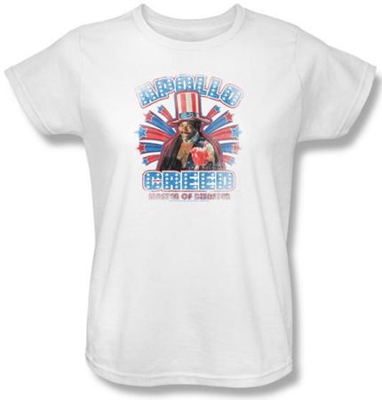 Rocky Ladies T-shirt Apollo Creed Classic White Tee Shirt