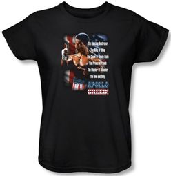 Rocky Ladies T-shirt One And Only Apollo Creed Black Tee Shirt