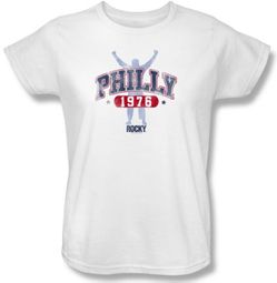 Rocky Ladies T-shirt Philly 1976 Classic White Tee Shirt