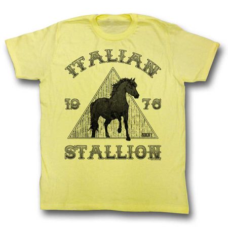 Rocky Shirt Distressed Black Horse Yellow T-Shirt