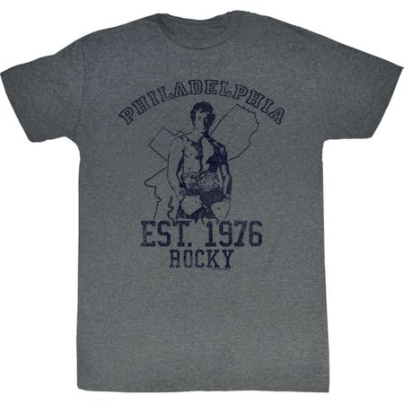 Rocky Shirt Phillidelphia Adult Grey Heather Tee T-Shirt