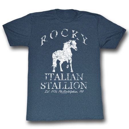 Rocky Shirt Rocky Horse Adult Blue Heather Tee T-Shirt