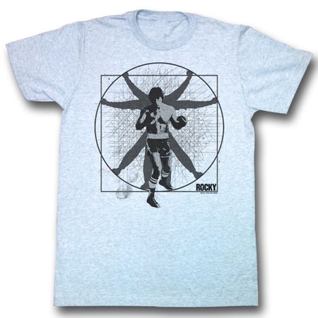 Rocky Shirt Vitruvian Rocky Adult Light Blue Tee T-Shirt