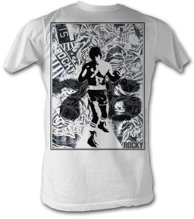 Rocky T-shirt 76 Collage Classic Adult White Tee Shirt