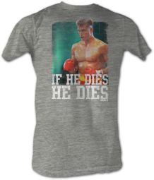 Rocky T-shirt Boxer Dies Distressed Adult Heather Grey Tee Shirt