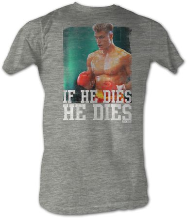 Rocky T-shirt Boxer Dies Distressed Adult Heather Grey Tee Shirt
