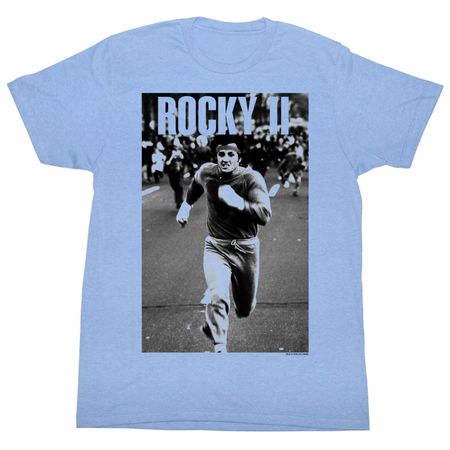 Rocky T-shirt Boxer Runnin and Runnin Adult Light Blue Tee Shirt