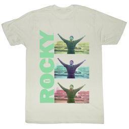 Rocky T-shirt Boxer Triple Victory Adult White Tee Shirt