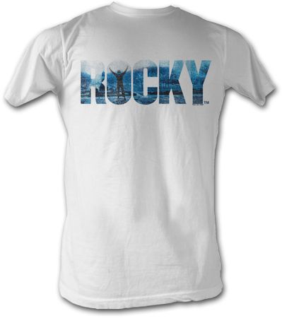 Rocky T-shirt City Classic Movie Adult White Tee Shirt