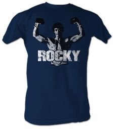 Rocky T-shirt Classic Rocky Movie Adult Navy Tee Shirt