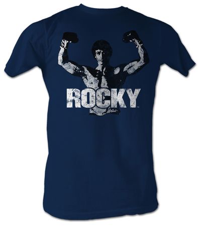 Rocky T-shirt Classic Rocky Movie Adult Navy Tee Shirt