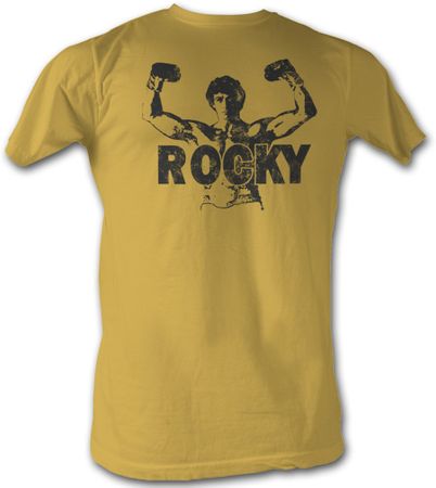 Rocky T-shirt Classic Rocky Movie Adult Yellow Tee Shirt