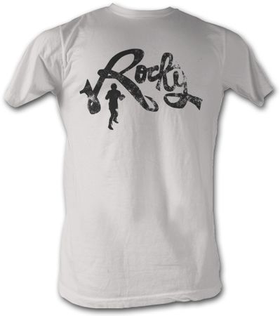 Rocky T-shirt Cursive Rocky Classic Adult White Tee Shirt