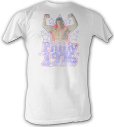 Rocky T-shirt Distressed Philly 1976 Adult White Tee Shirt