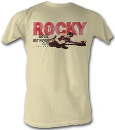 Rocky T-shirt Down But Never Out Adult Vintage White Tee Shirt