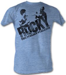 Rocky T-shirt Halftone Logo Italian Stallion Adult Blue Tee Shirt