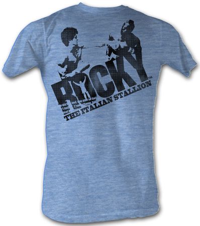 Rocky T-shirt Halftone Logo Italian Stallion Adult Blue Tee Shirt