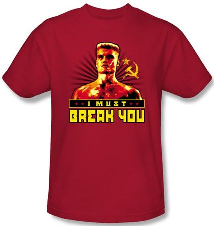 Rocky T-shirt I Must Break You Drago Adult Red Tee Shirt