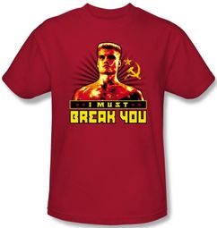 Rocky T-shirt I Must Break You Drago Adult Red Tee Shirt