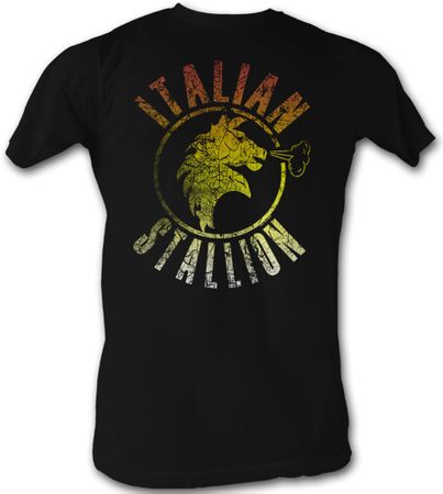 Rocky T-shirt Italian Stallion Bright Adult Black Tee Shirt