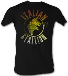 Rocky T-shirt Italian Stallion Bright Adult Black Tee Shirt