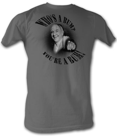 Rocky T-shirt Mickey Whos a Bum Adult Charcoal Tee Shirt