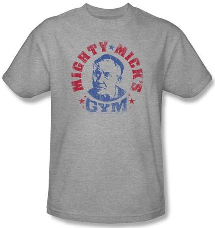 Rocky T-Shirt Mighty Mick's Gym Adult Heather Gray Tee Shirt