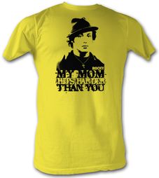 Rocky T-shirt My Mom Hits Harder Adult Yellow Tee Shirt