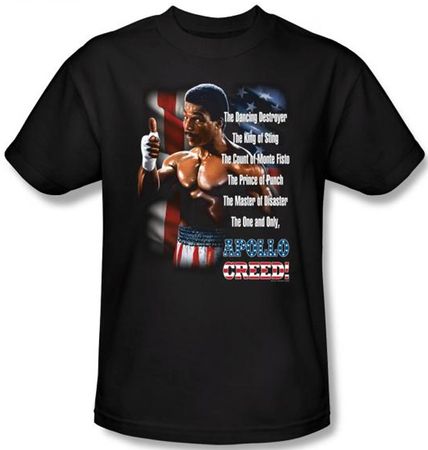Rocky T-shirt One And Only Apollo Creed Adult Black Tee Shirt